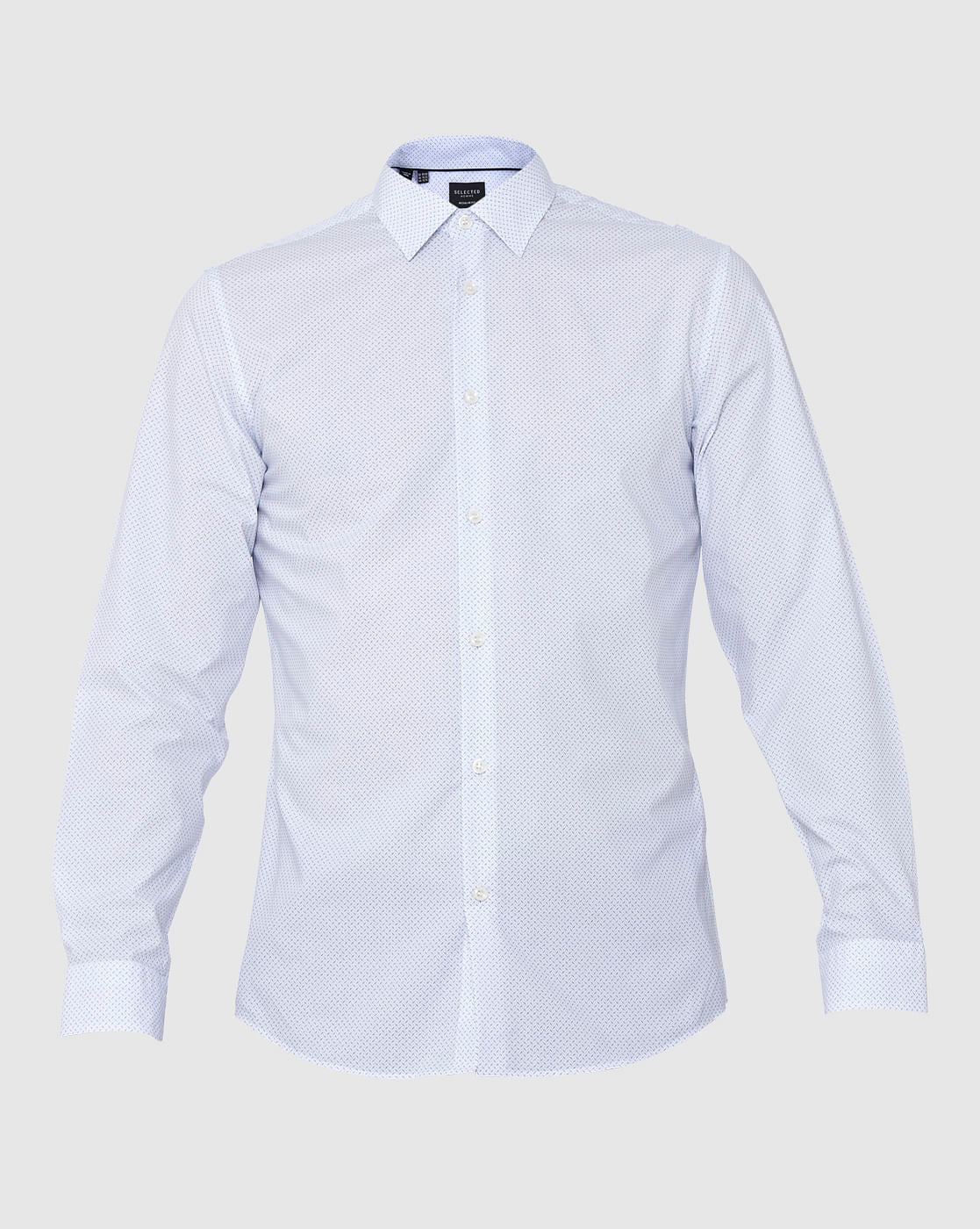 White Printed Full Sleeves Shirt