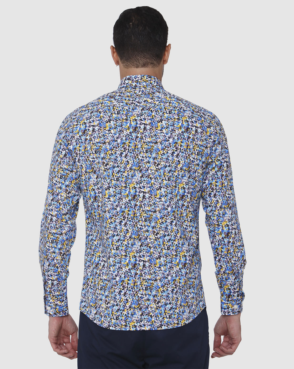 Blue Floral Print Full Sleeves Shirt