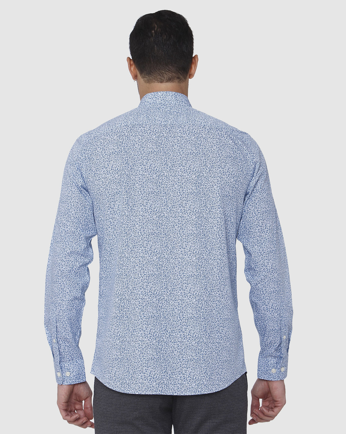 Blue Floral Print Full Sleeves Shirt