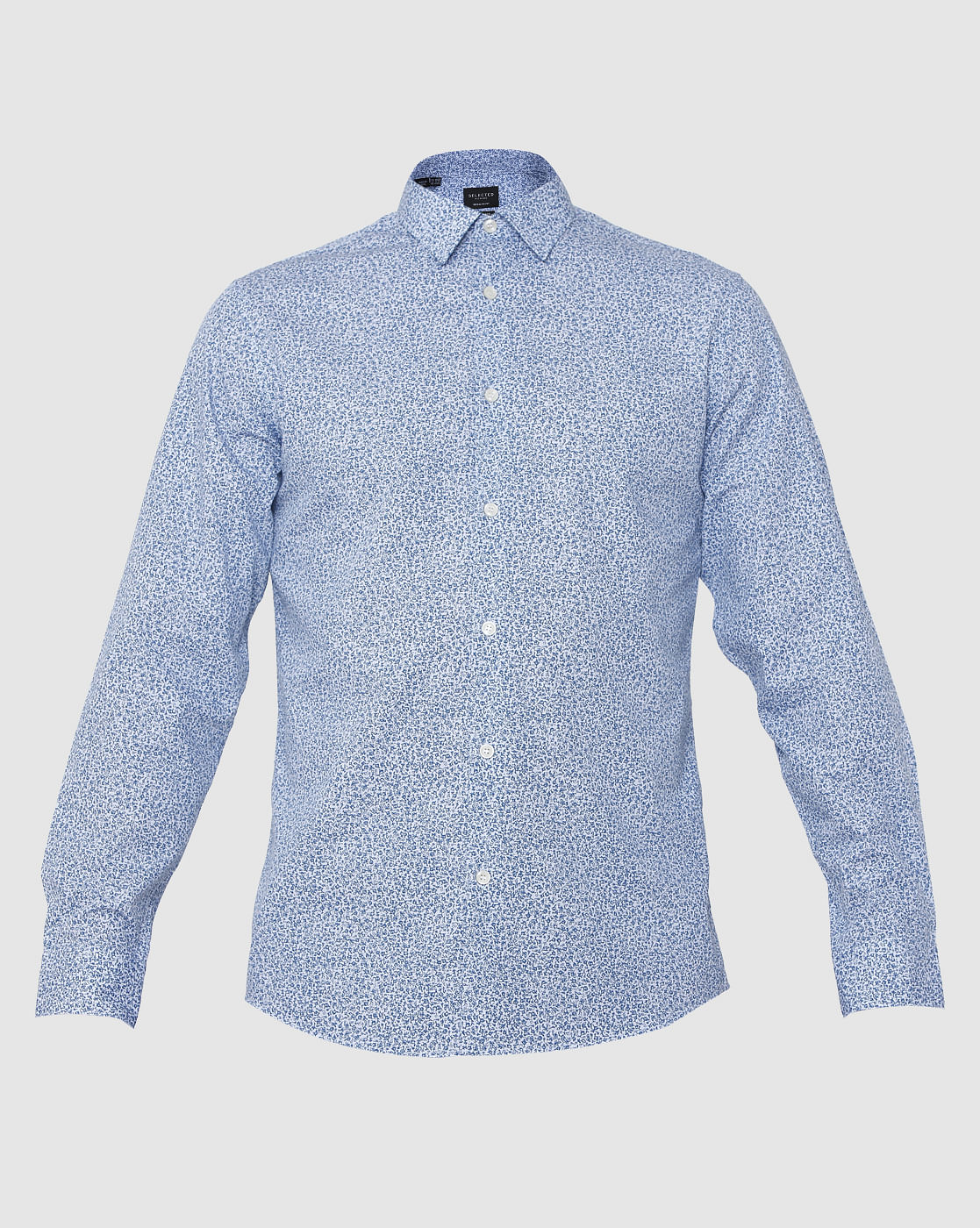 Blue Floral Print Full Sleeves Shirt