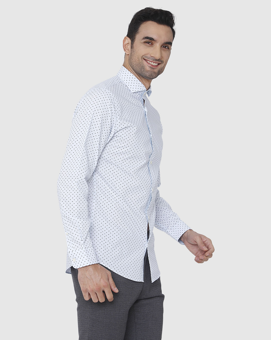 Blue Printed Full Sleeves Shirt