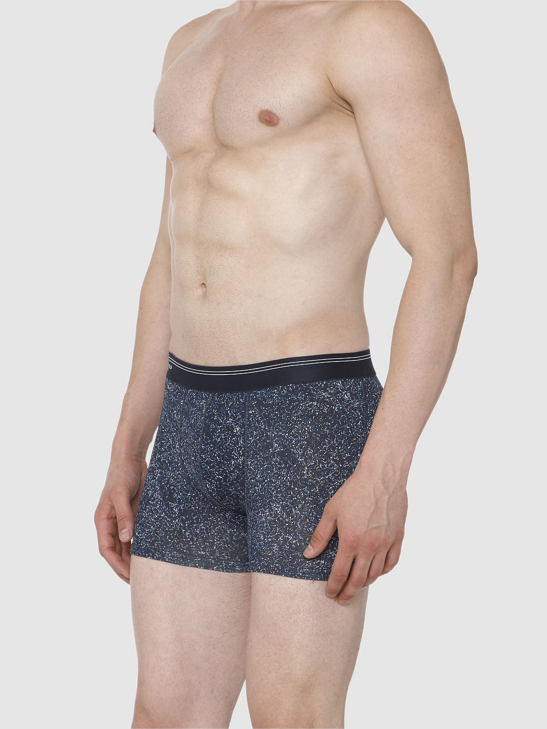Navy Blue Printed Trunks