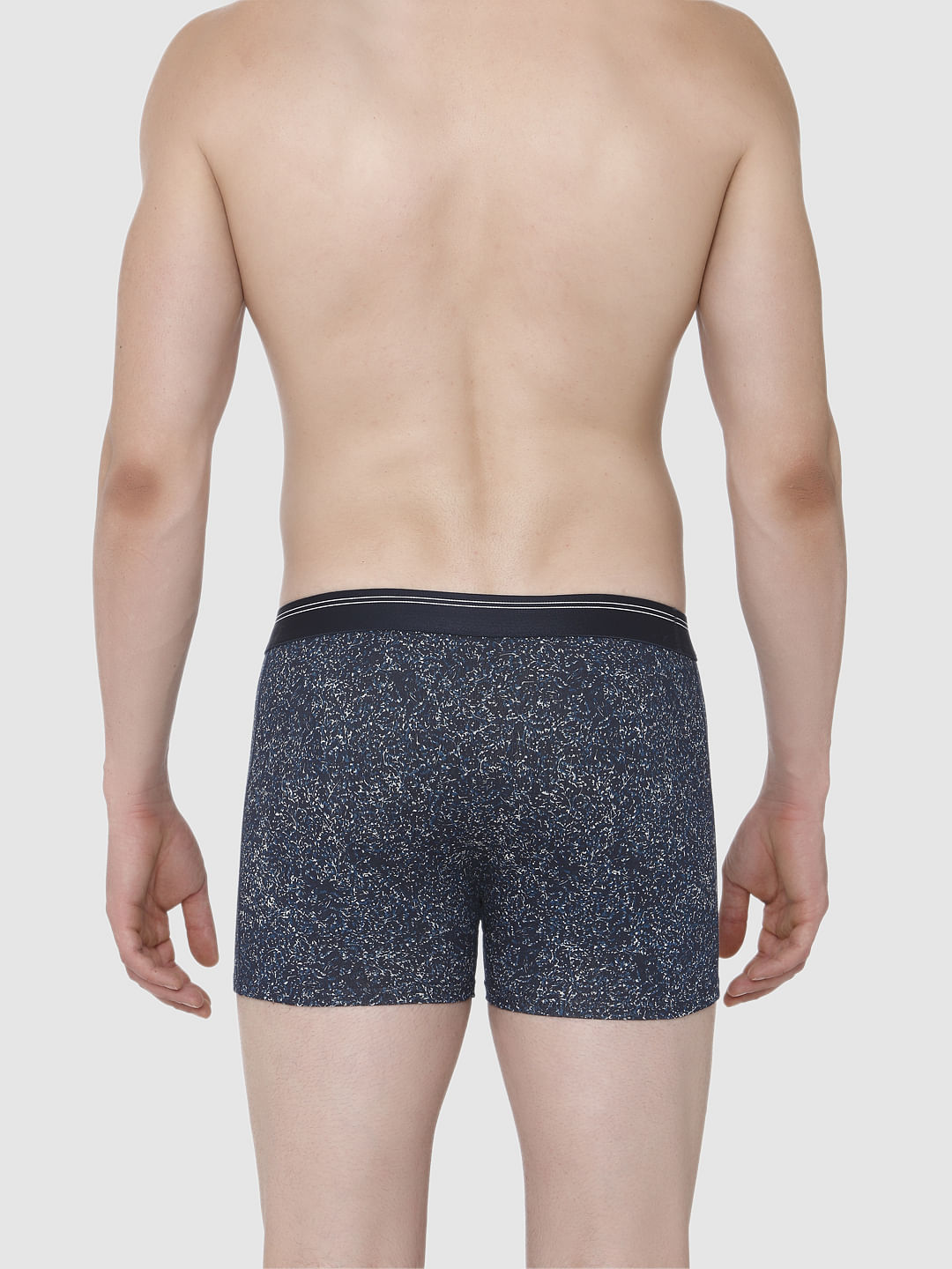 Navy Blue Printed Trunks