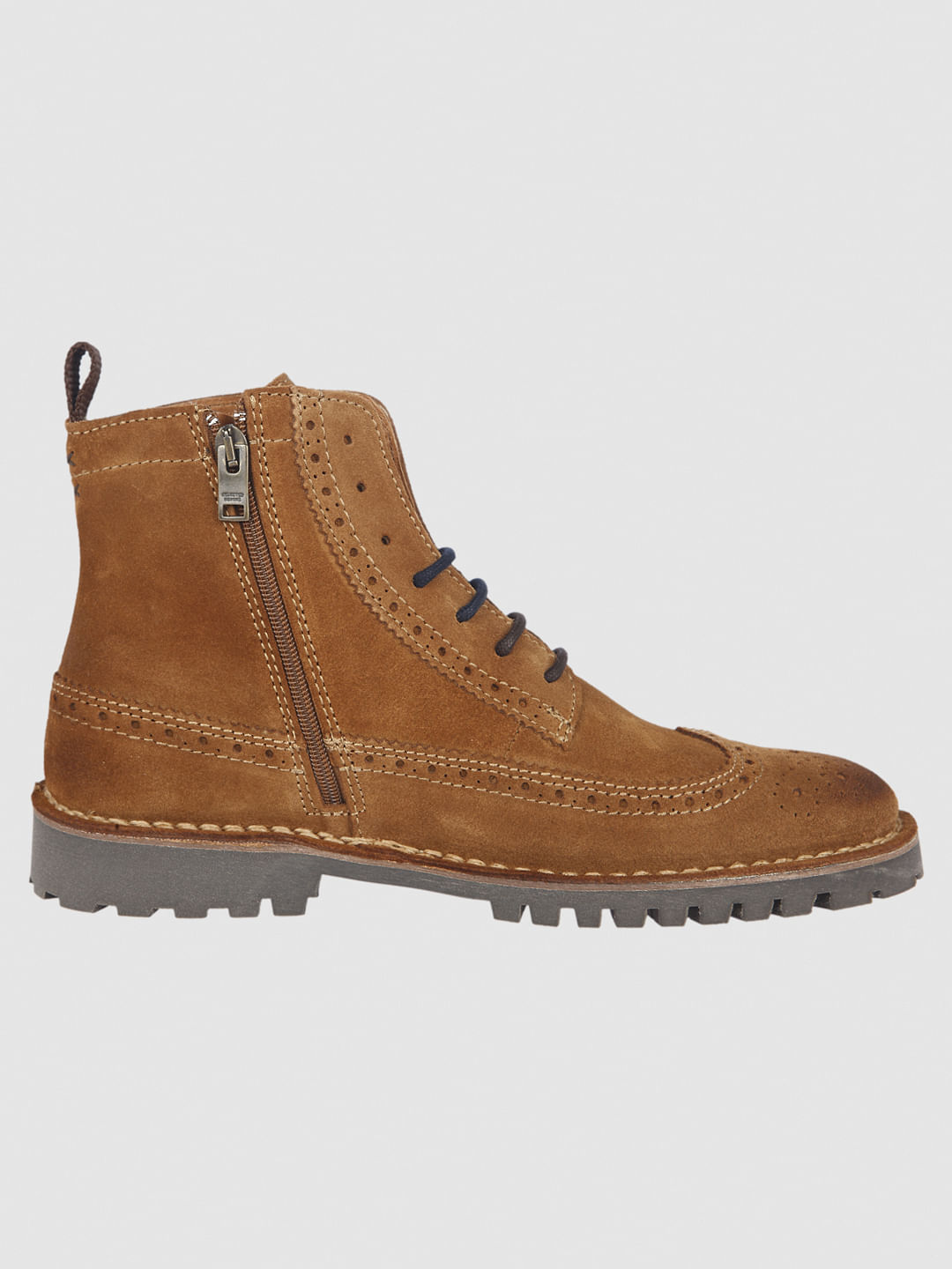 Brown Brogue Suede Boots