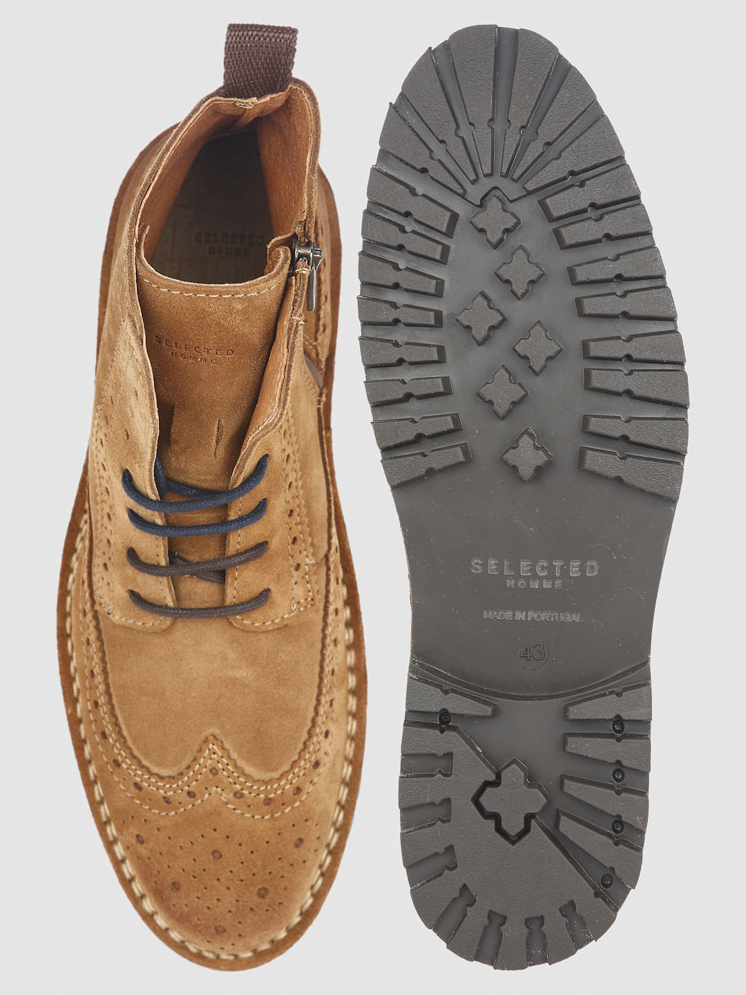 Brown Brogue Suede Boots