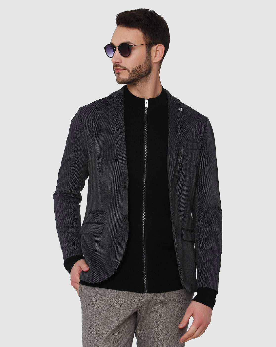 Black Zip Up Cardigan