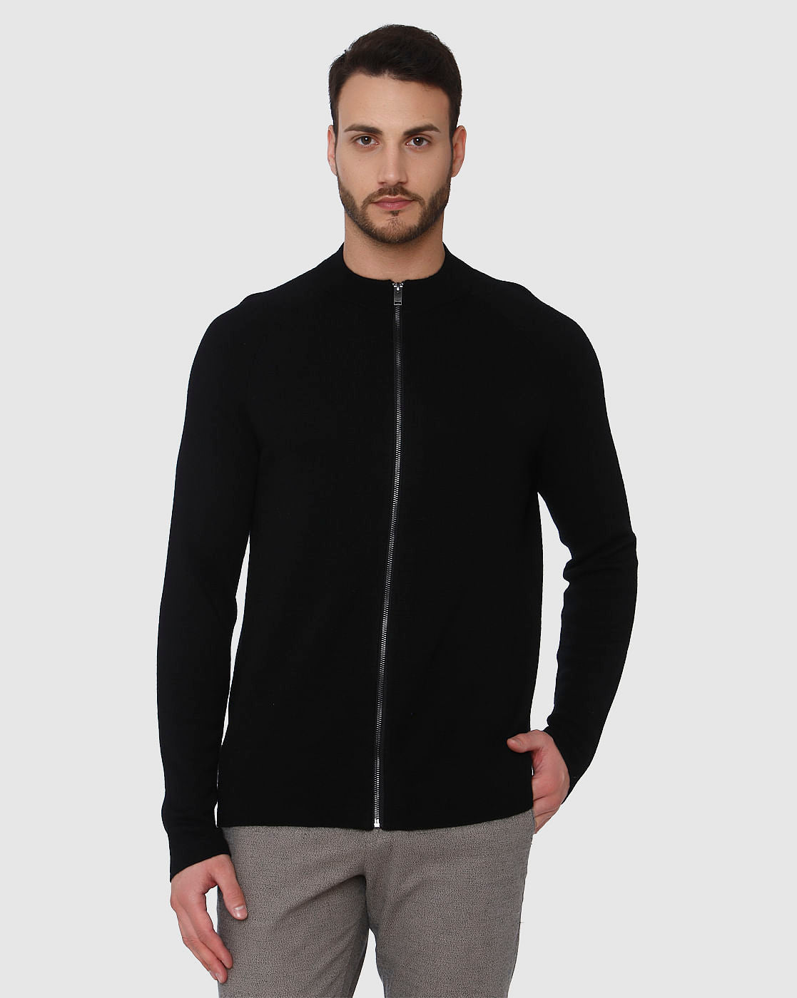 Black Zip Up Cardigan