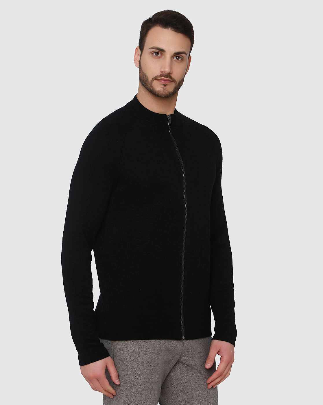 Black Zip Up Cardigan