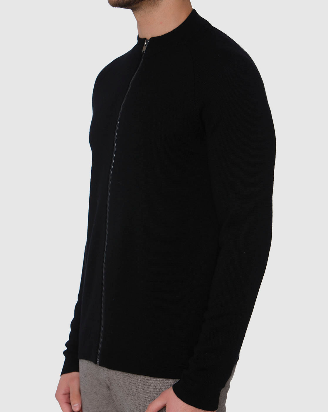 Black Zip Up Cardigan