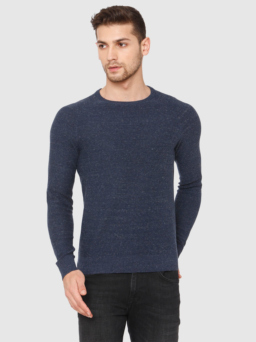 Blue Crew Neck Pullover