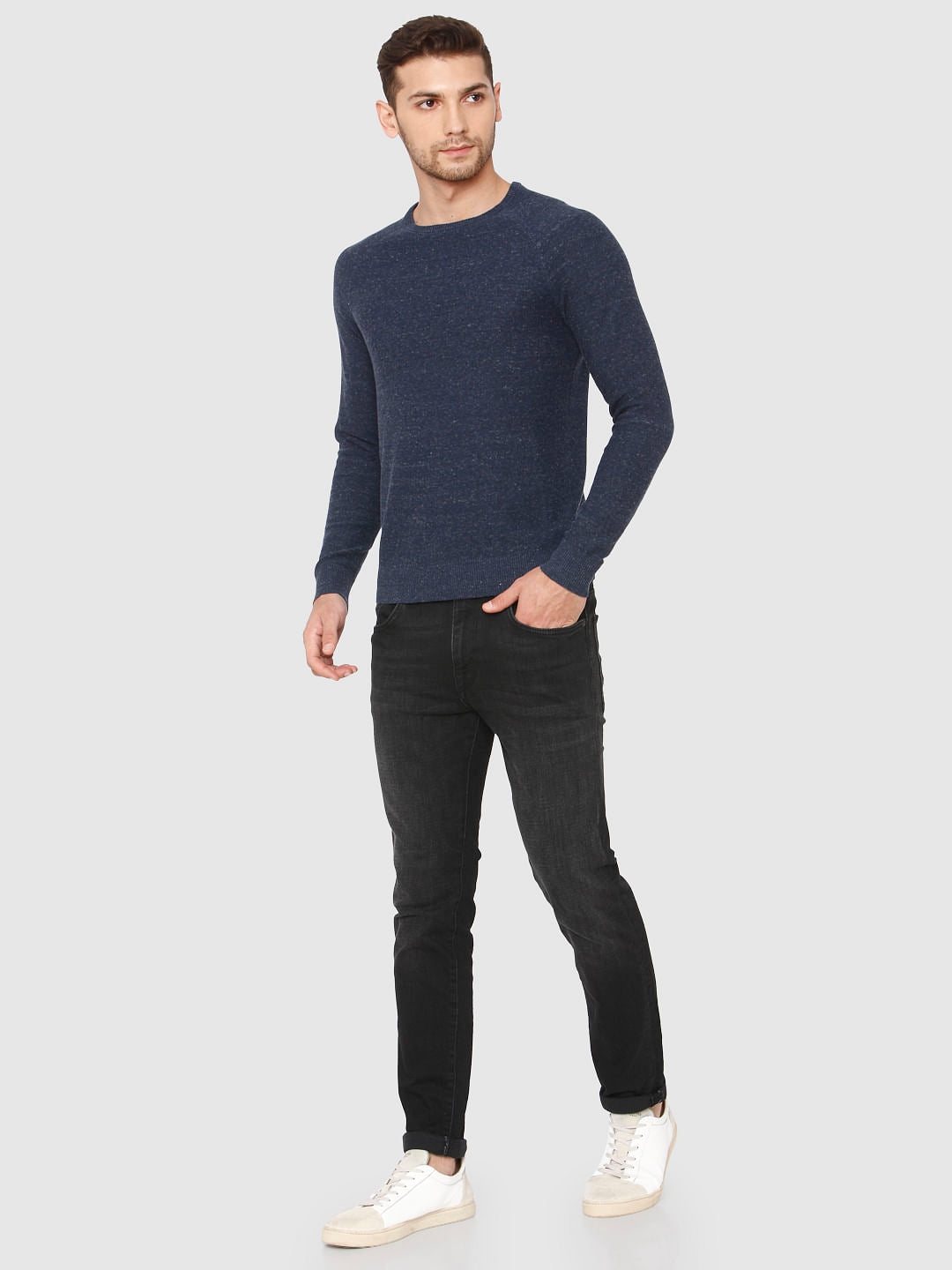 Blue Crew Neck Pullover