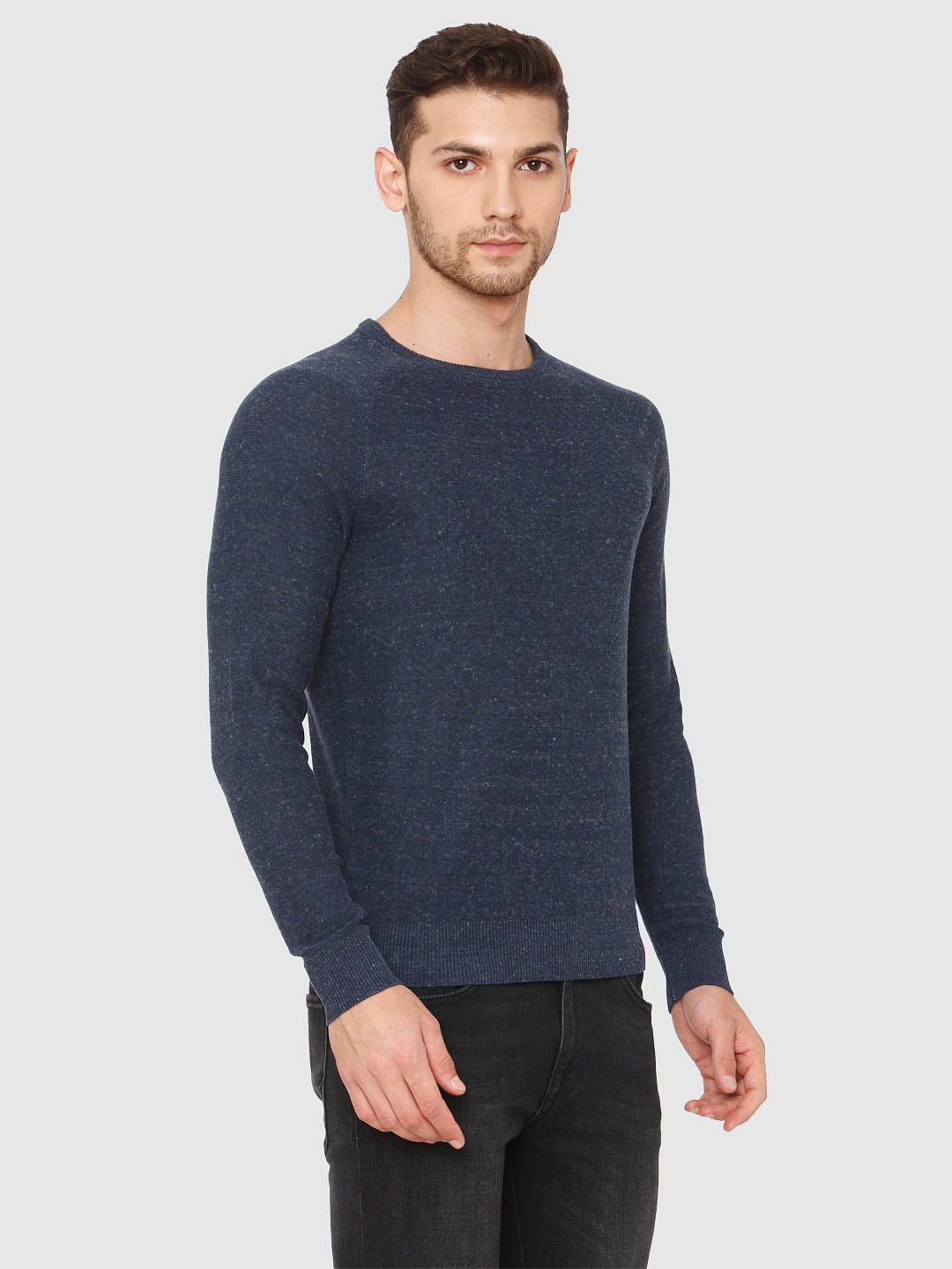 Blue Crew Neck Pullover