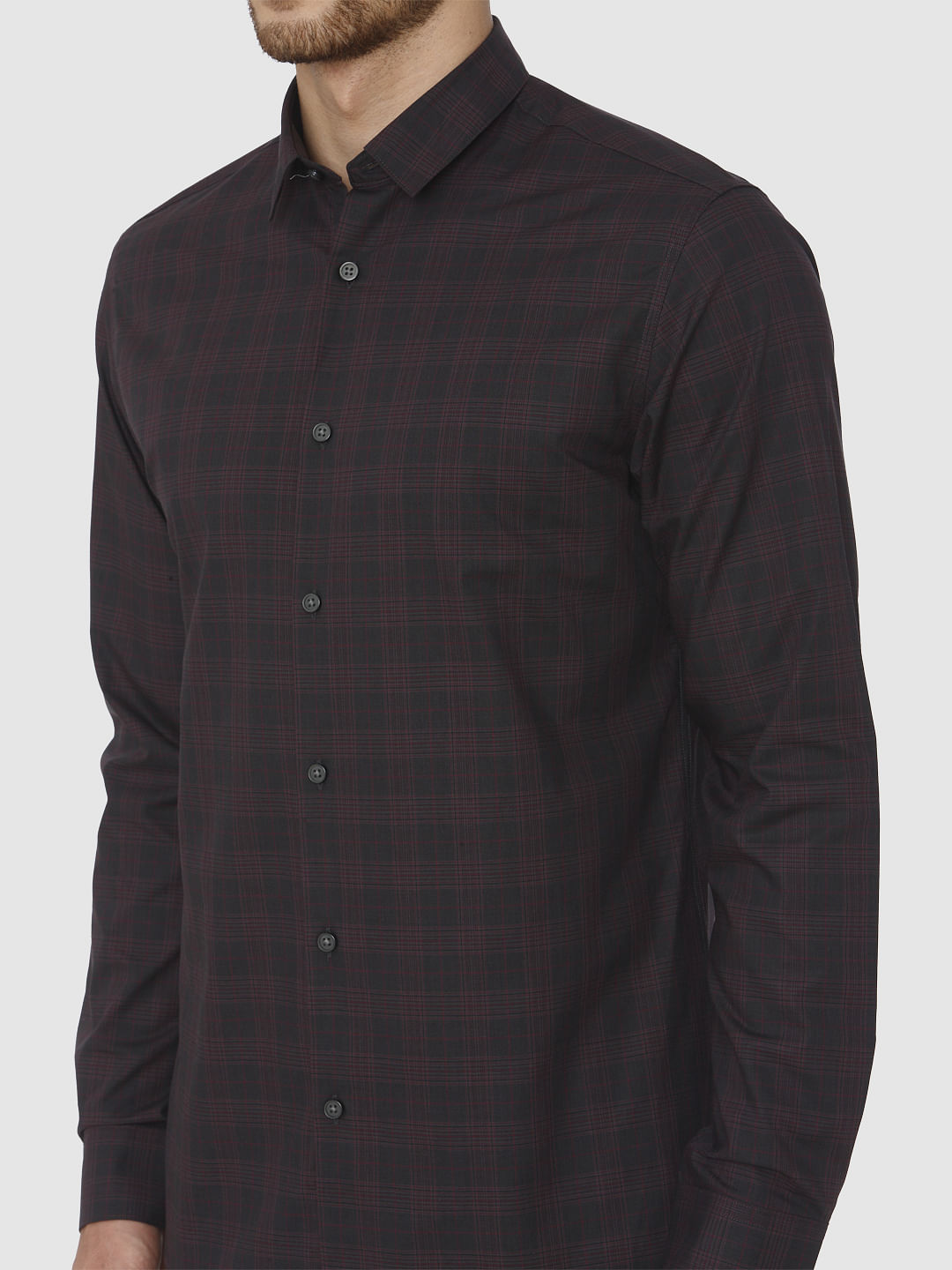 Grey Check Full Sleeves Shirt