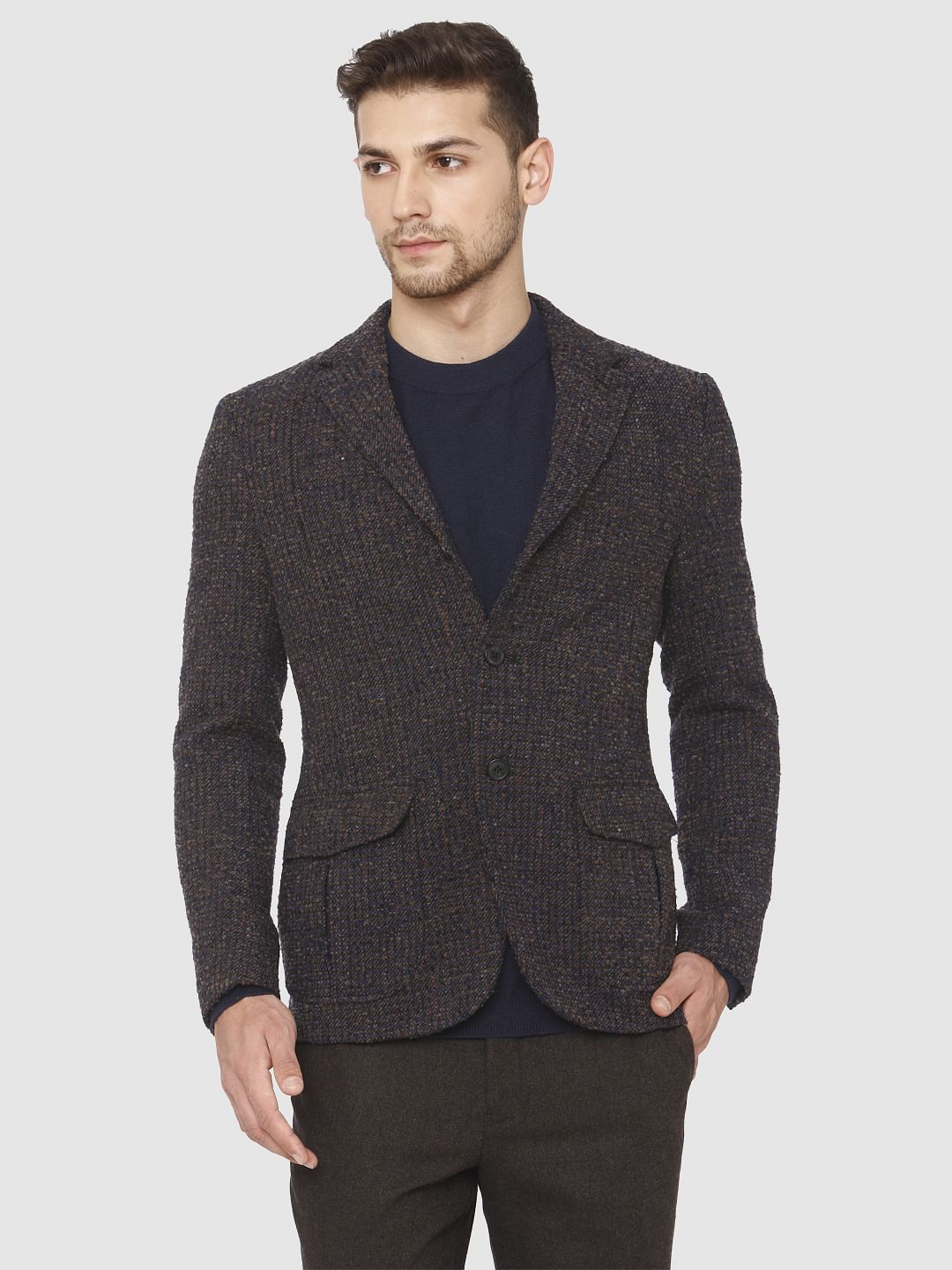 Black Houndstooth Print Blazer