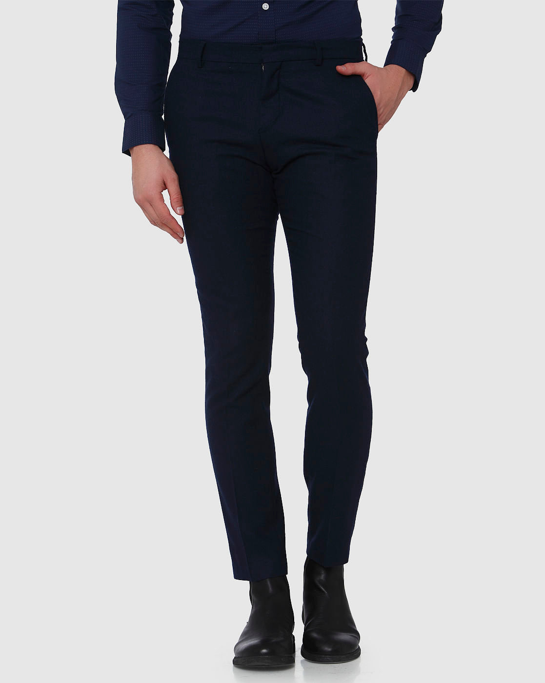 Navy Blue Formal Slim Fit Trousers