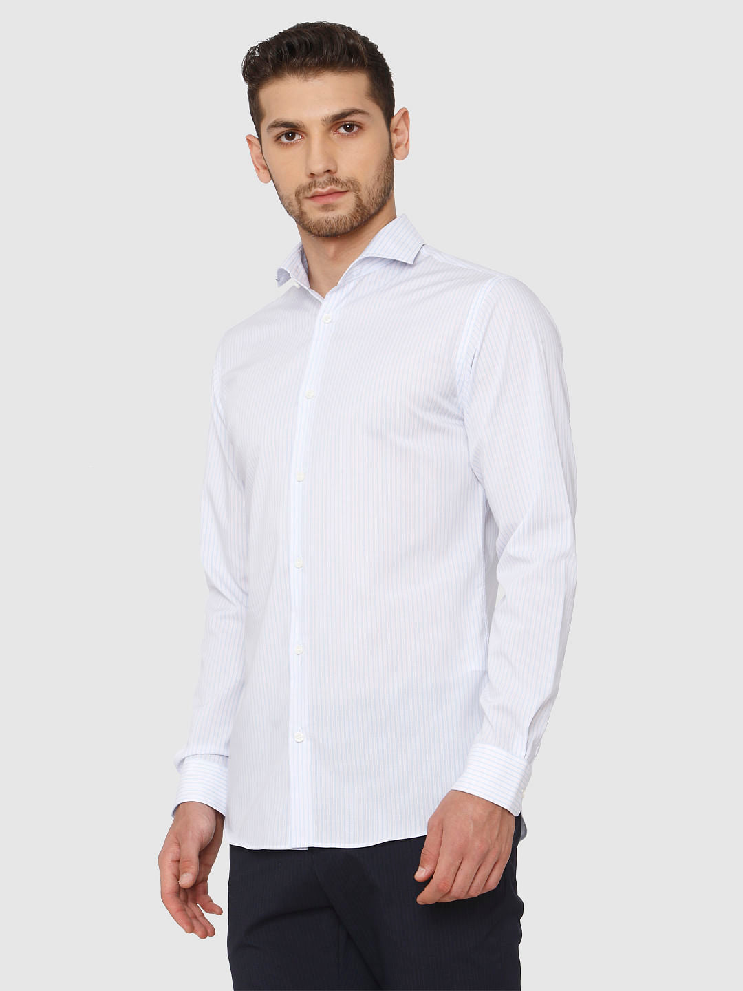 Blue Striped Full Sleeves Shirt