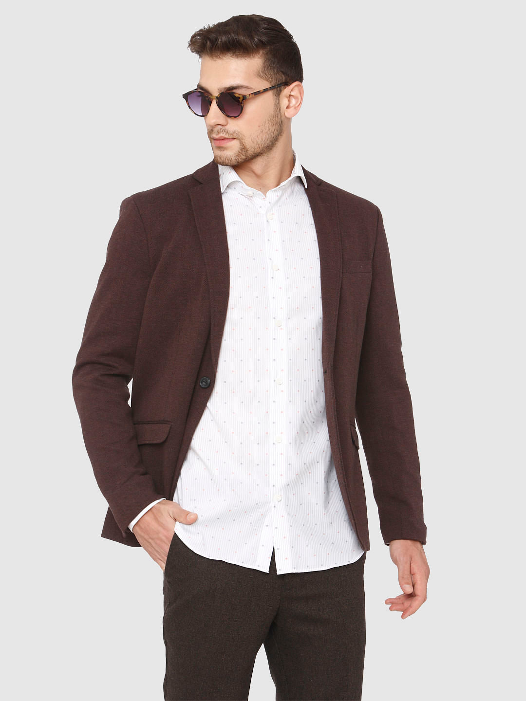 White All Over Dotted Print Formal Shirt