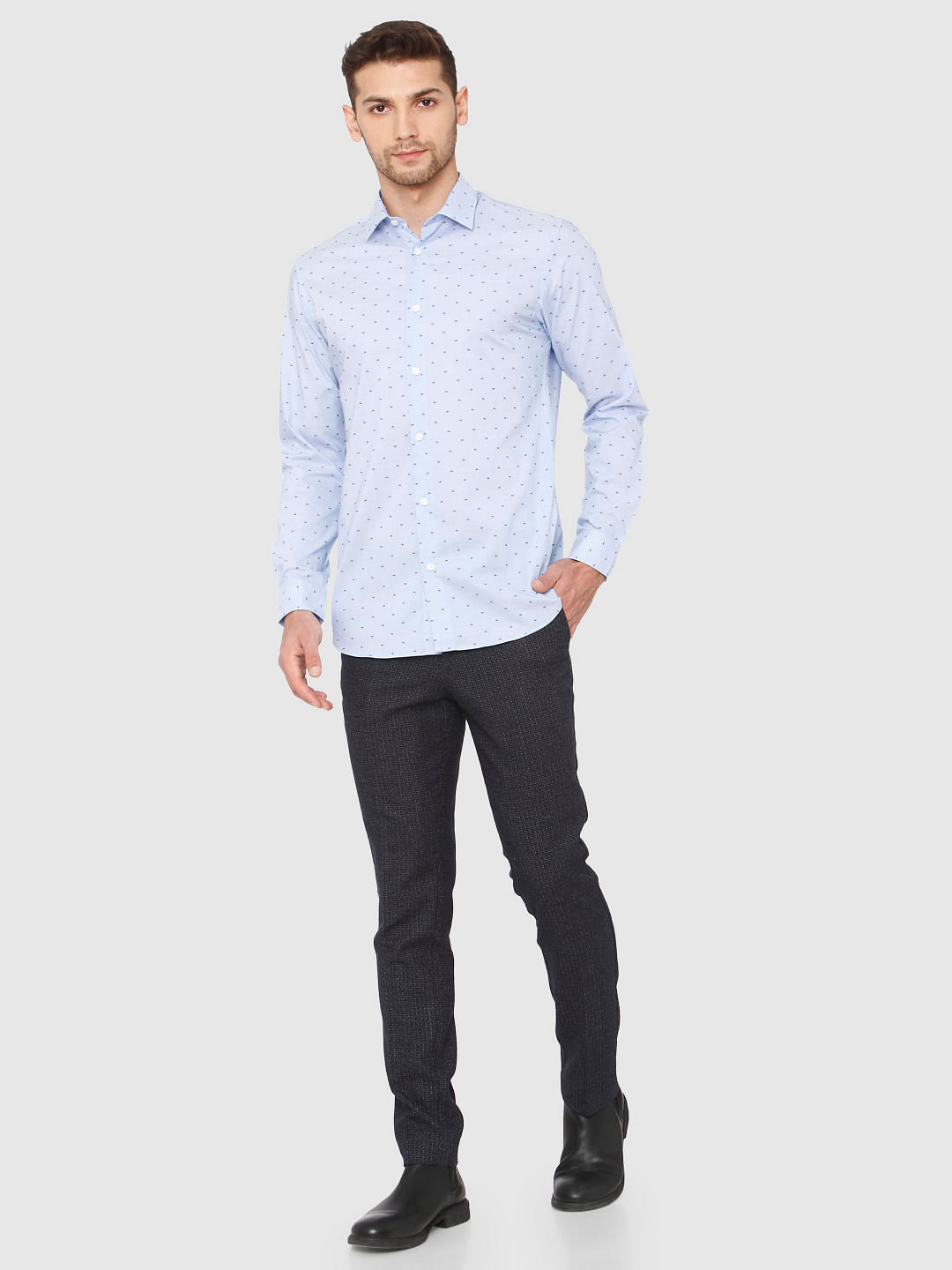 Light Blue Dobby Full Sleeves Shirt