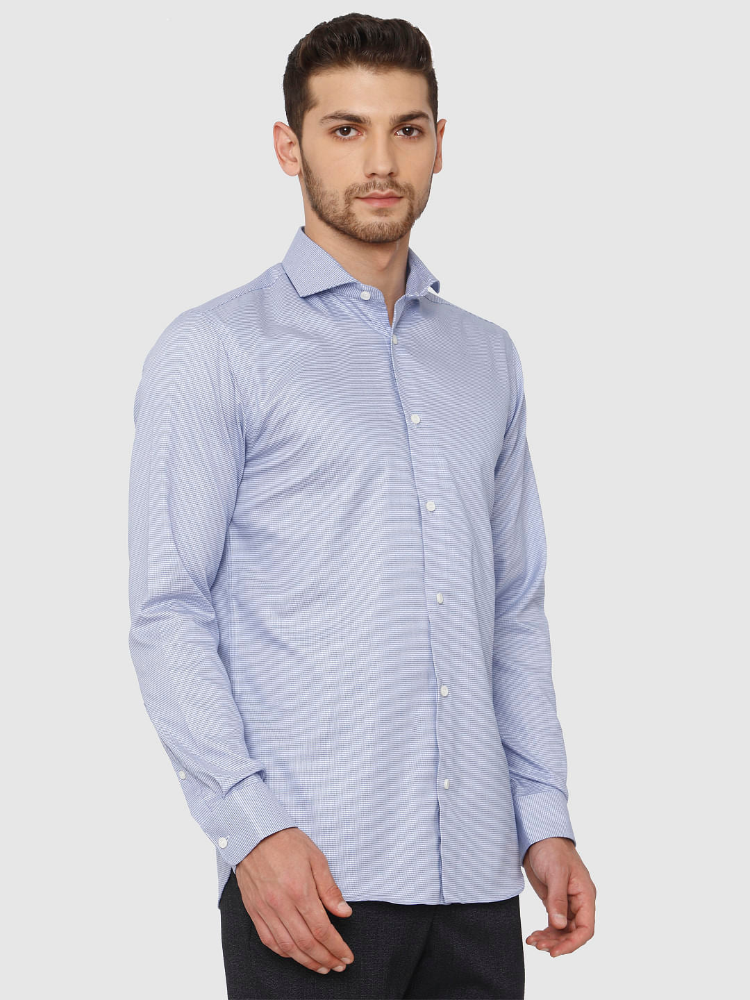 Blue Small Checks Full Sleeves Shirt