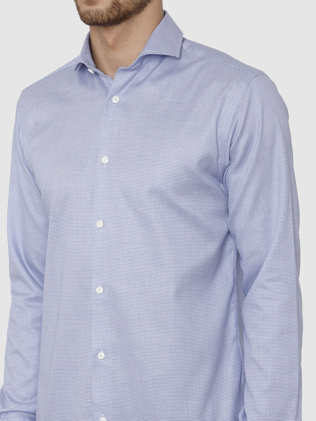 Blue Small Checks Full Sleeves Shirt