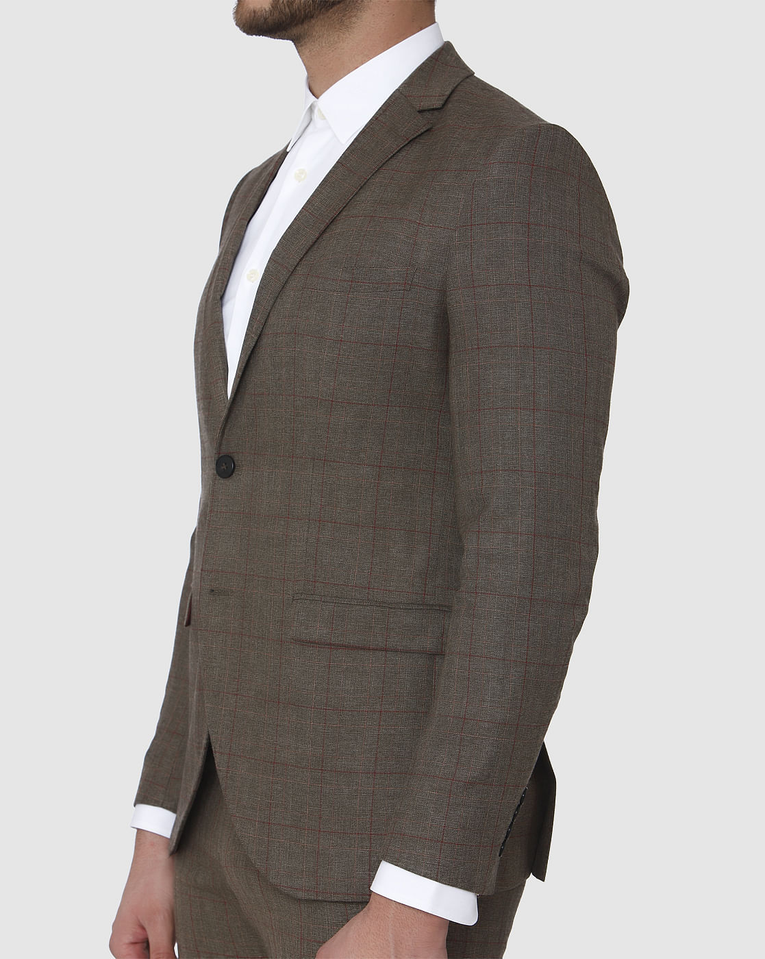 Brown Check Slim Fit Blazer