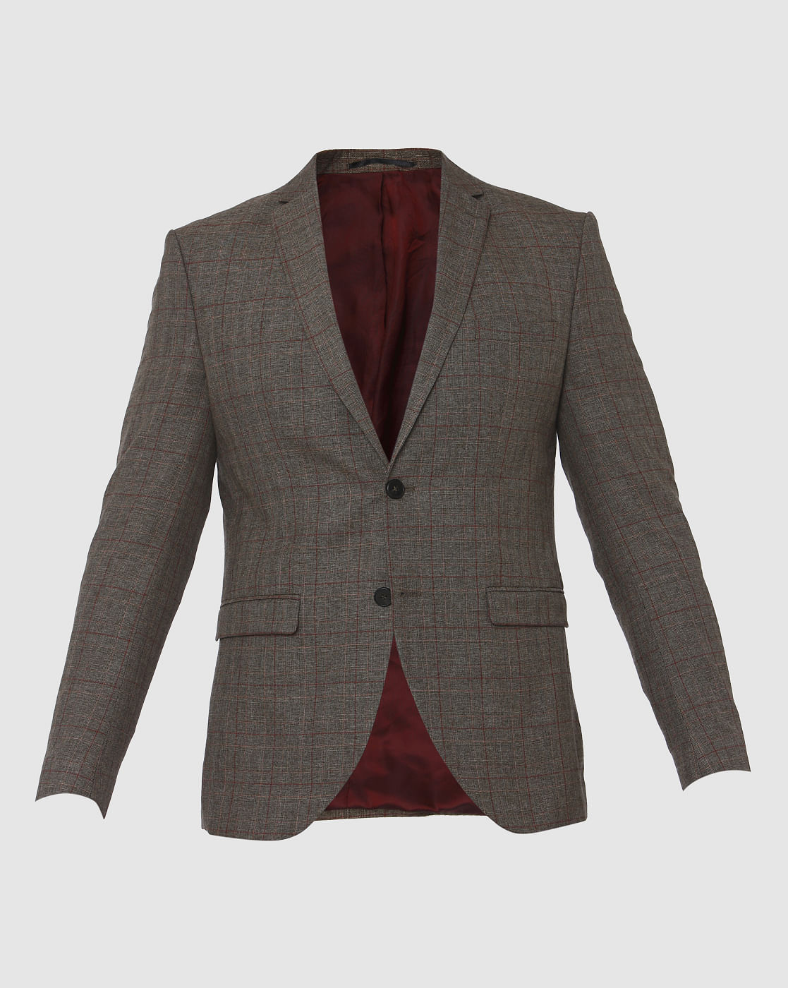 Brown Check Slim Fit Blazer