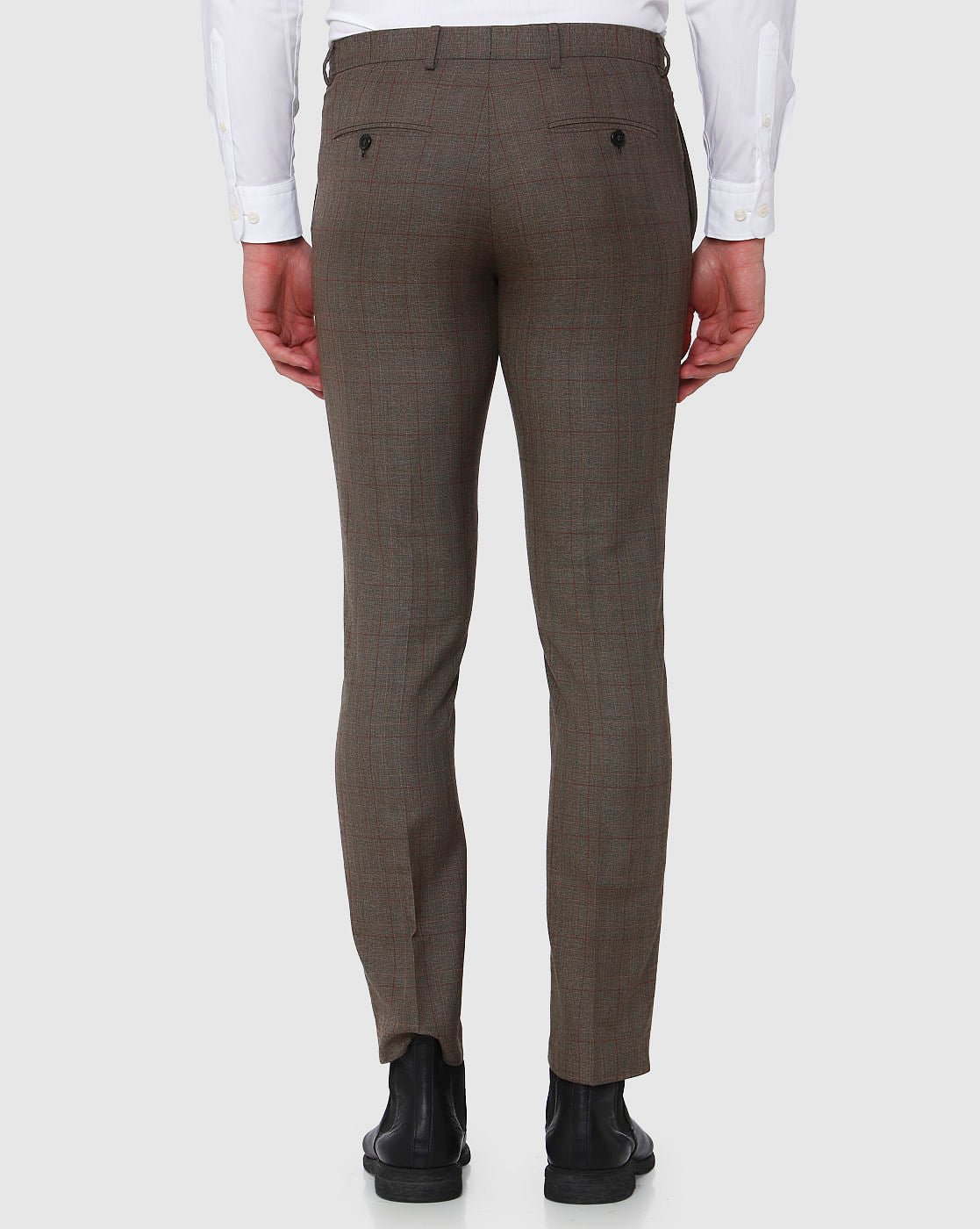 Brown Check Slim Fit Trousers