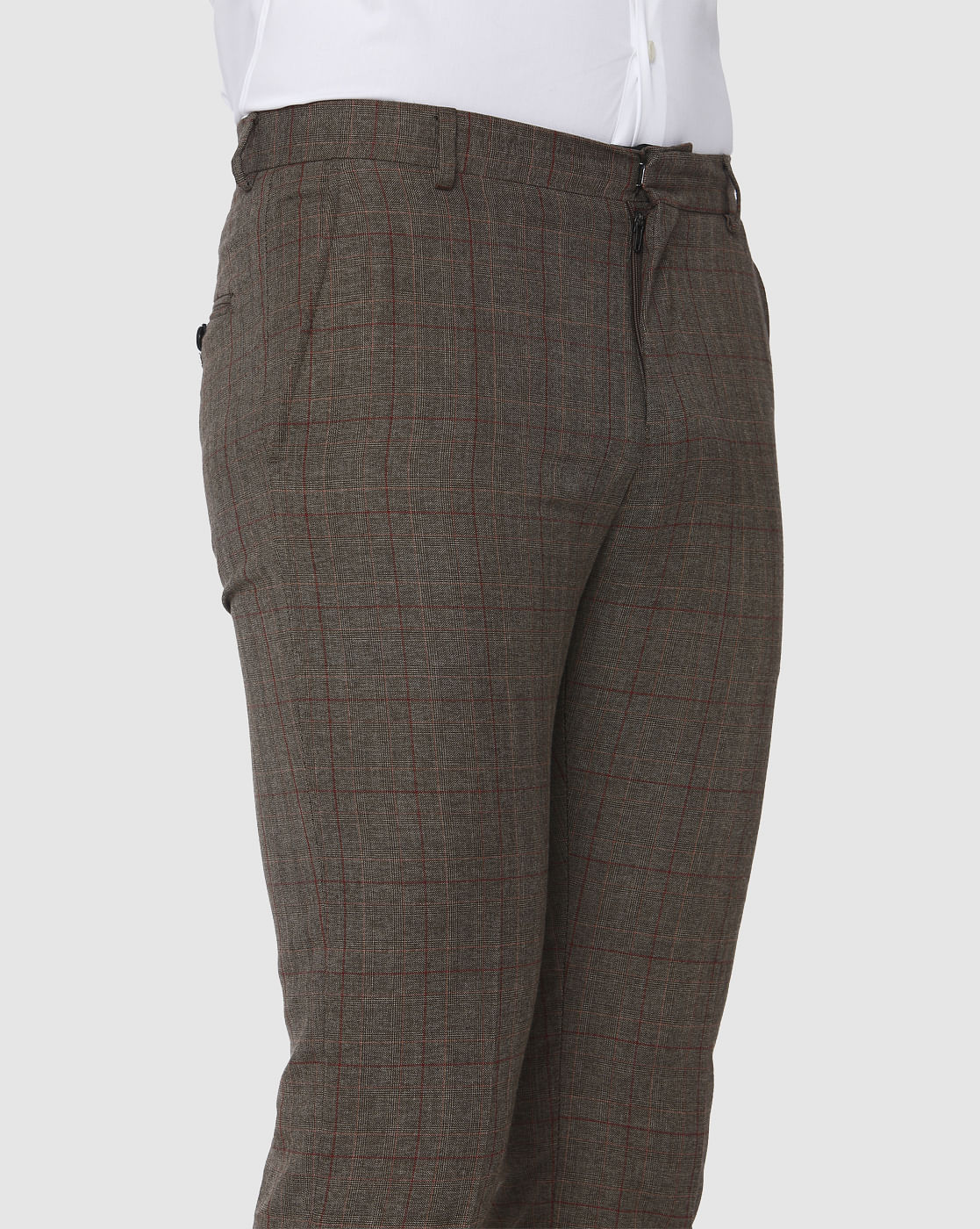 Brown Check Slim Fit Trousers