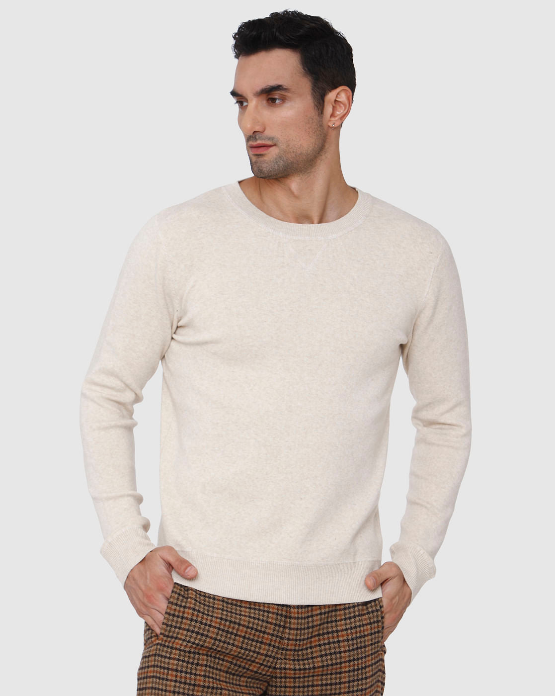 Cream Crew Neck Pullover