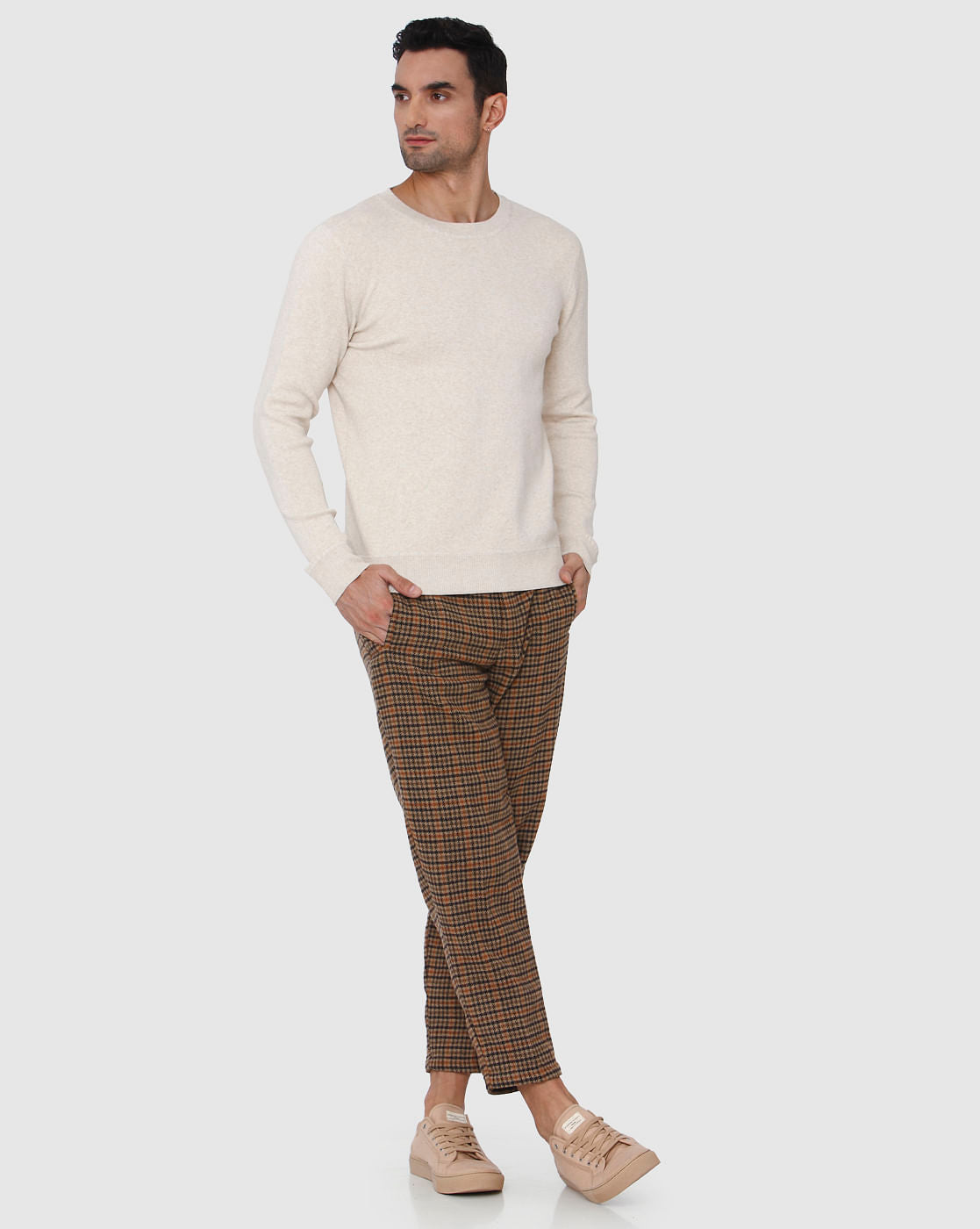 Cream Crew Neck Pullover