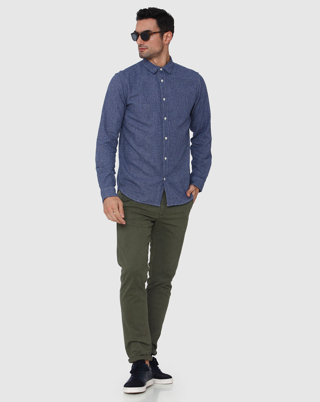 Blue Check Full Sleeves Shirt