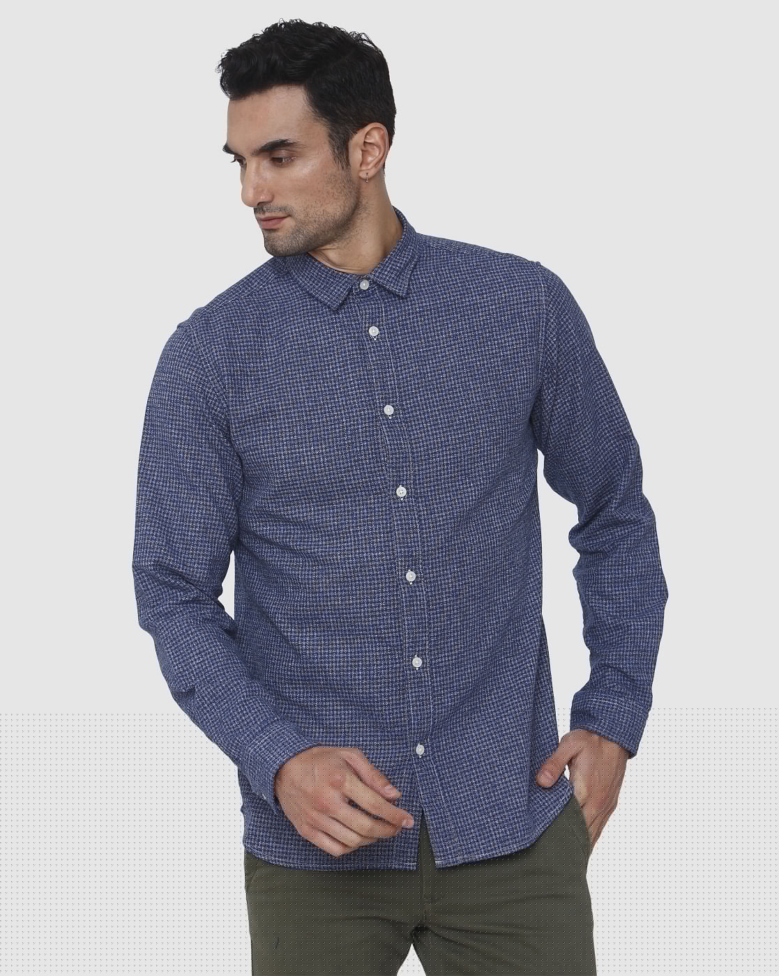 Blue Check Full Sleeves Shirt