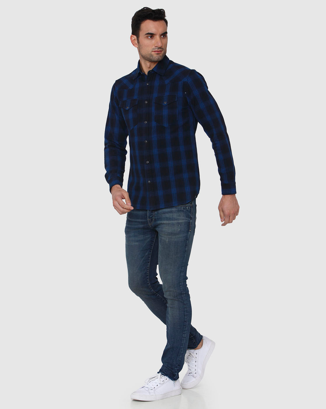 Blue Check Full Sleeves Shirt
