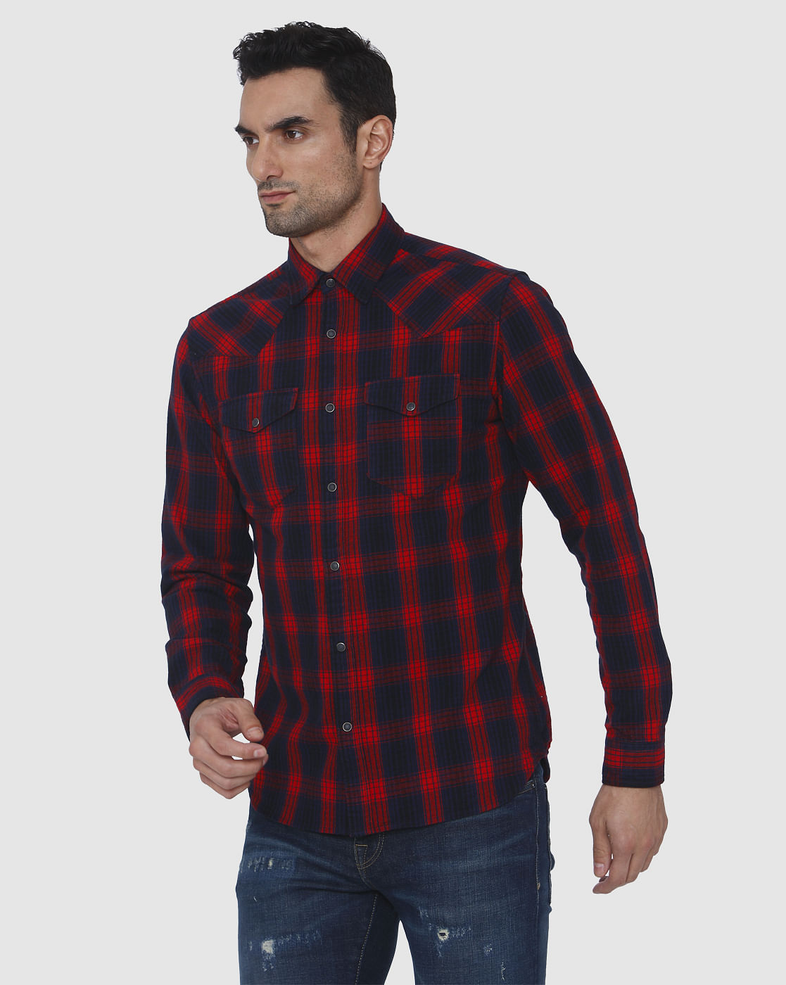 Red Check Full Sleeves Shirt