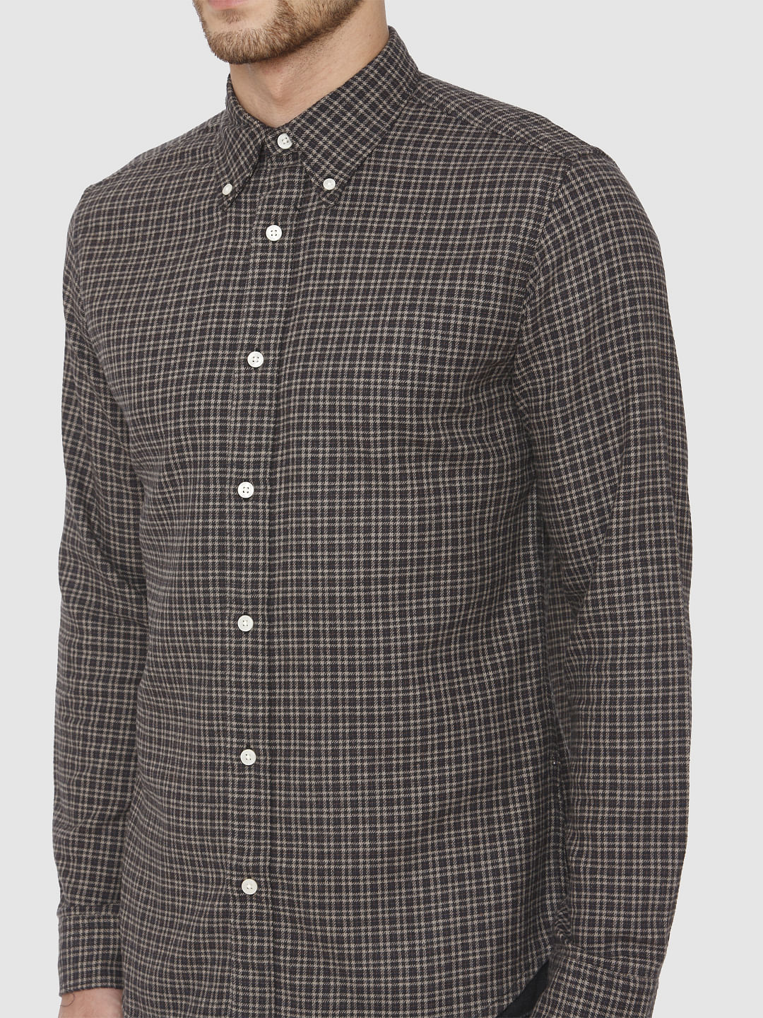 Brown Check Full Sleeves Shirt