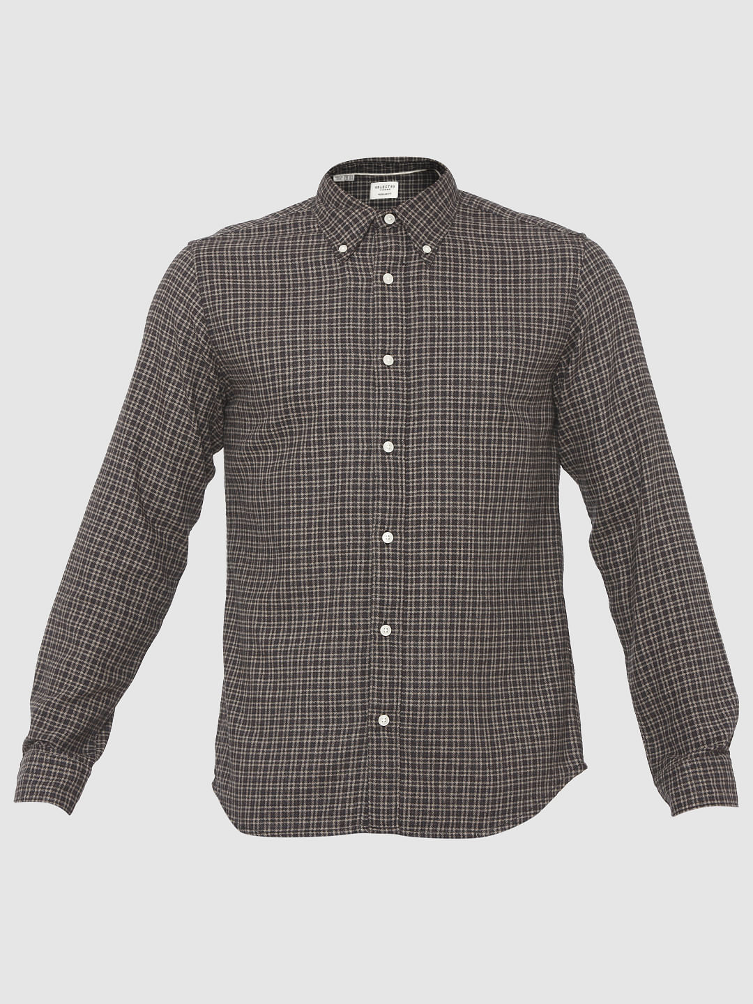 Brown Check Full Sleeves Shirt