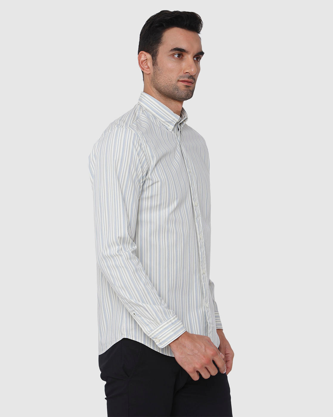 White Striped Full Sleeves Shirt
