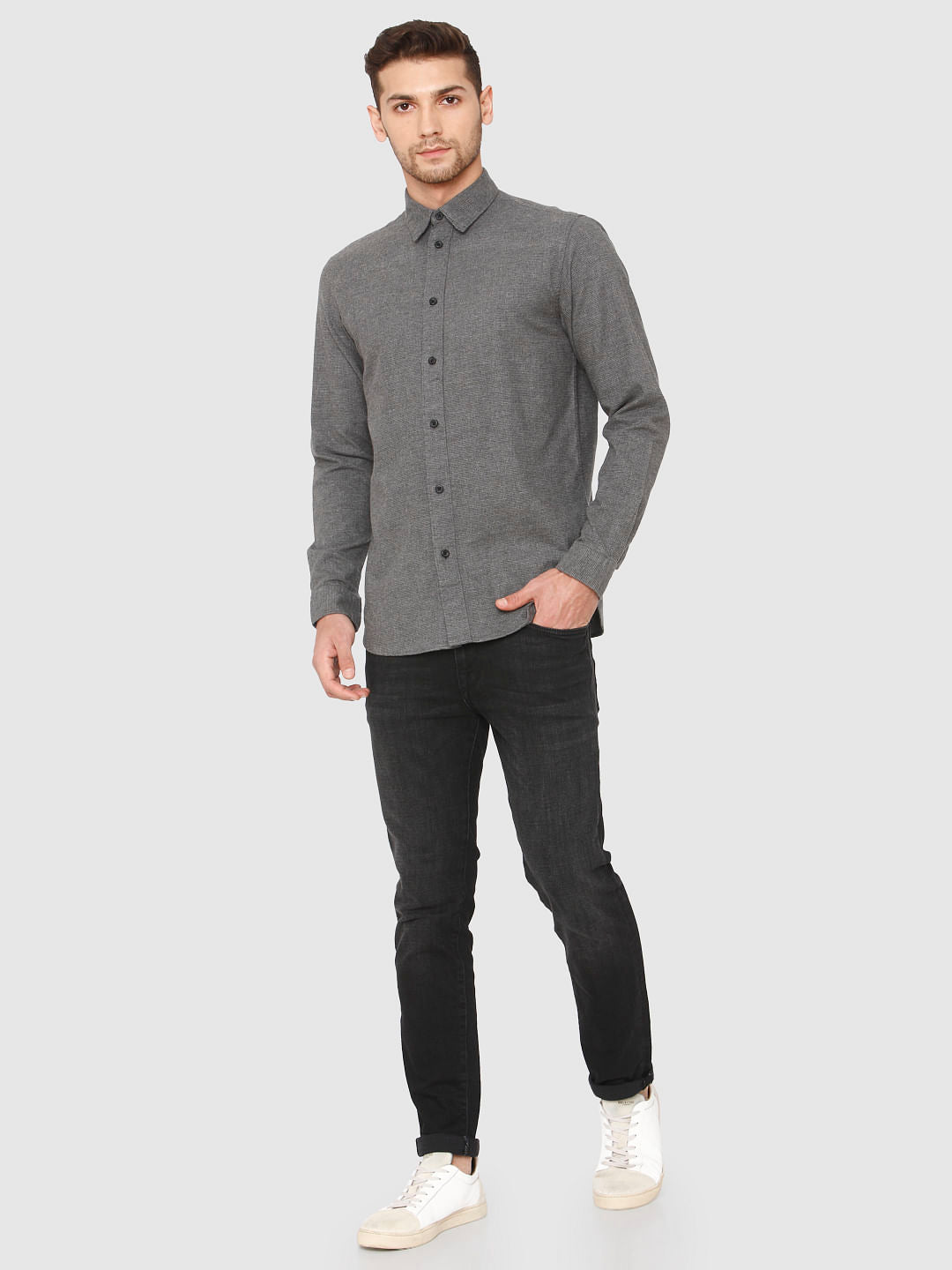 Grey Full Sleeves Shirt