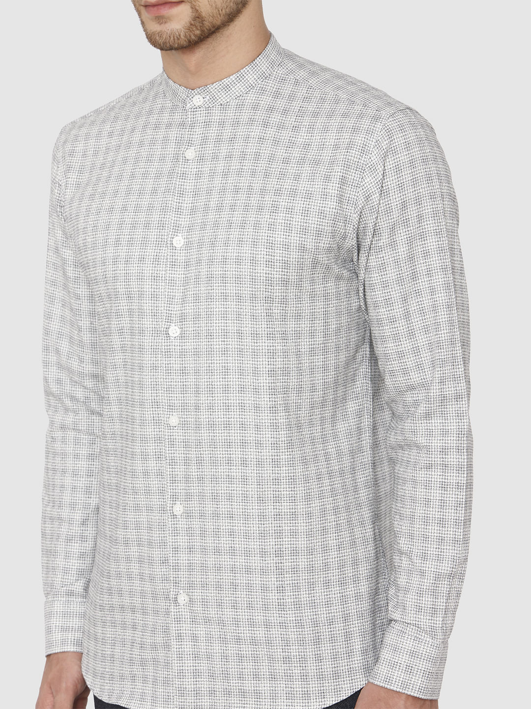 White Check Full Sleeves Shirt
