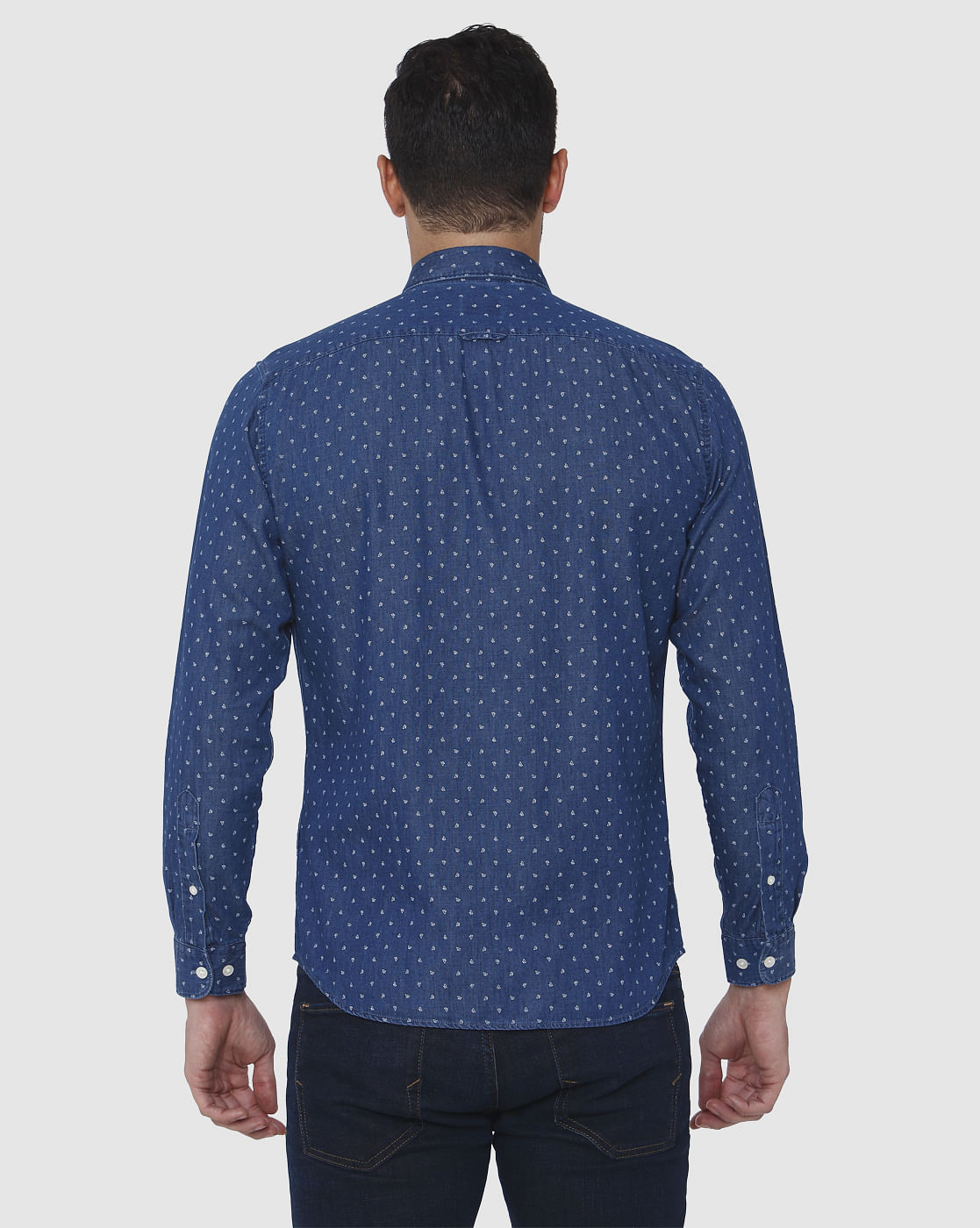 Blue Printed Full Sleeves Shirt