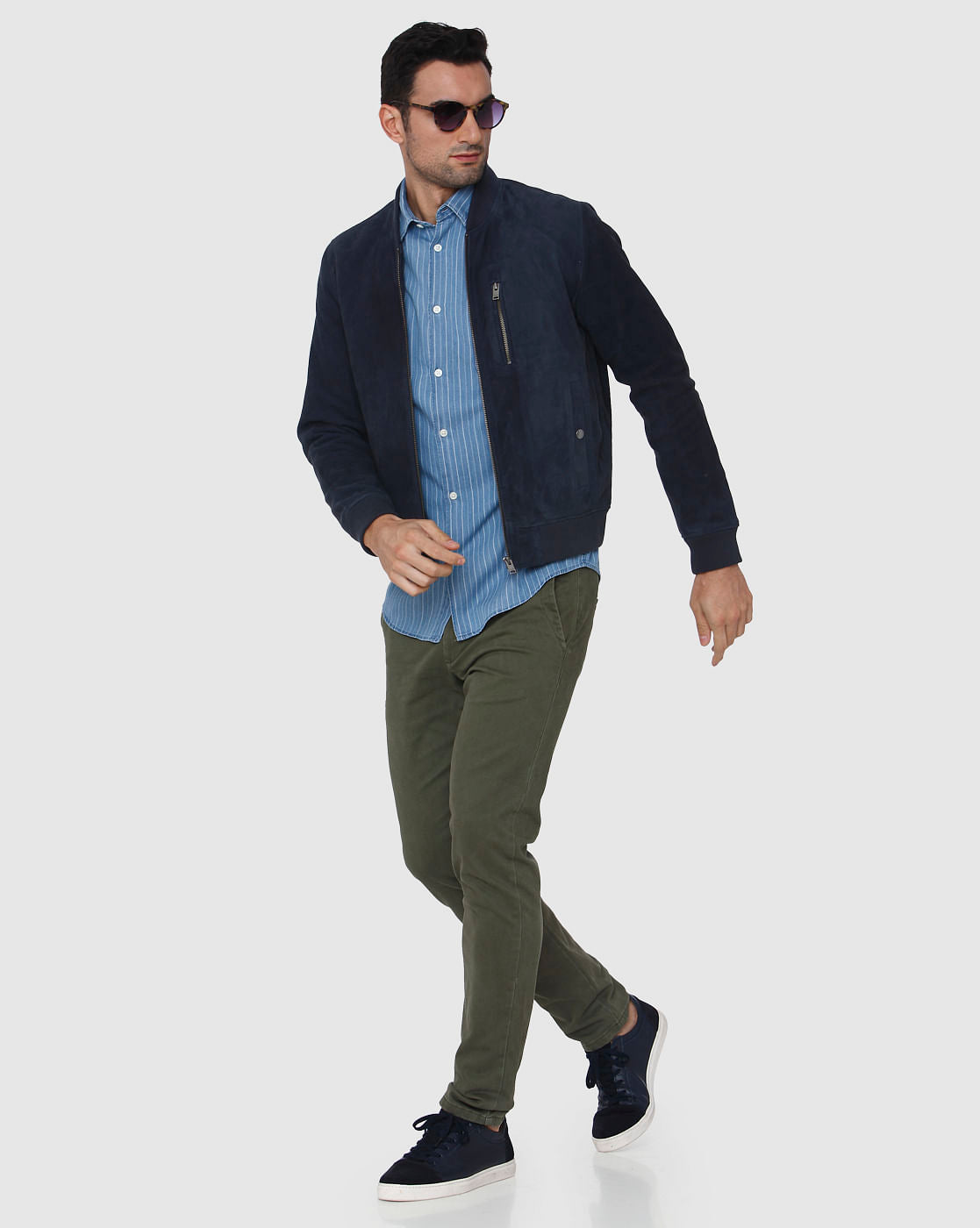 Blue Striped Full Sleeves Shirt