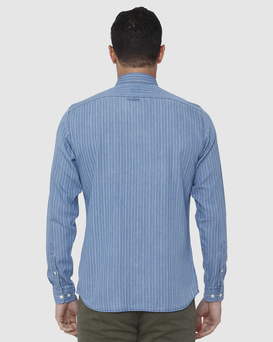 Blue Striped Full Sleeves Shirt