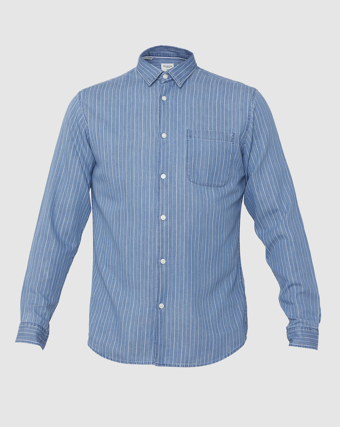 Blue Striped Full Sleeves Shirt