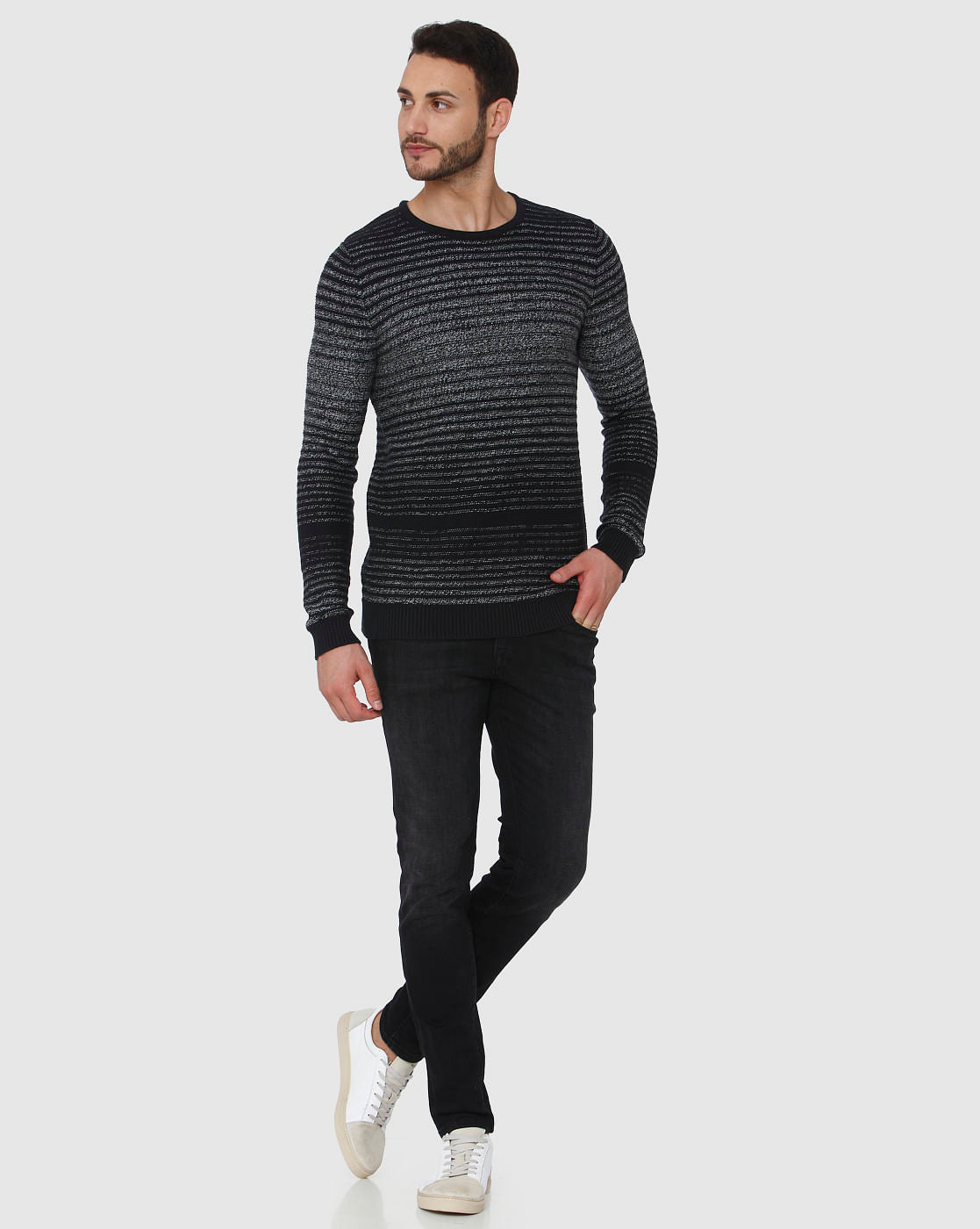 Black Striped Pullover