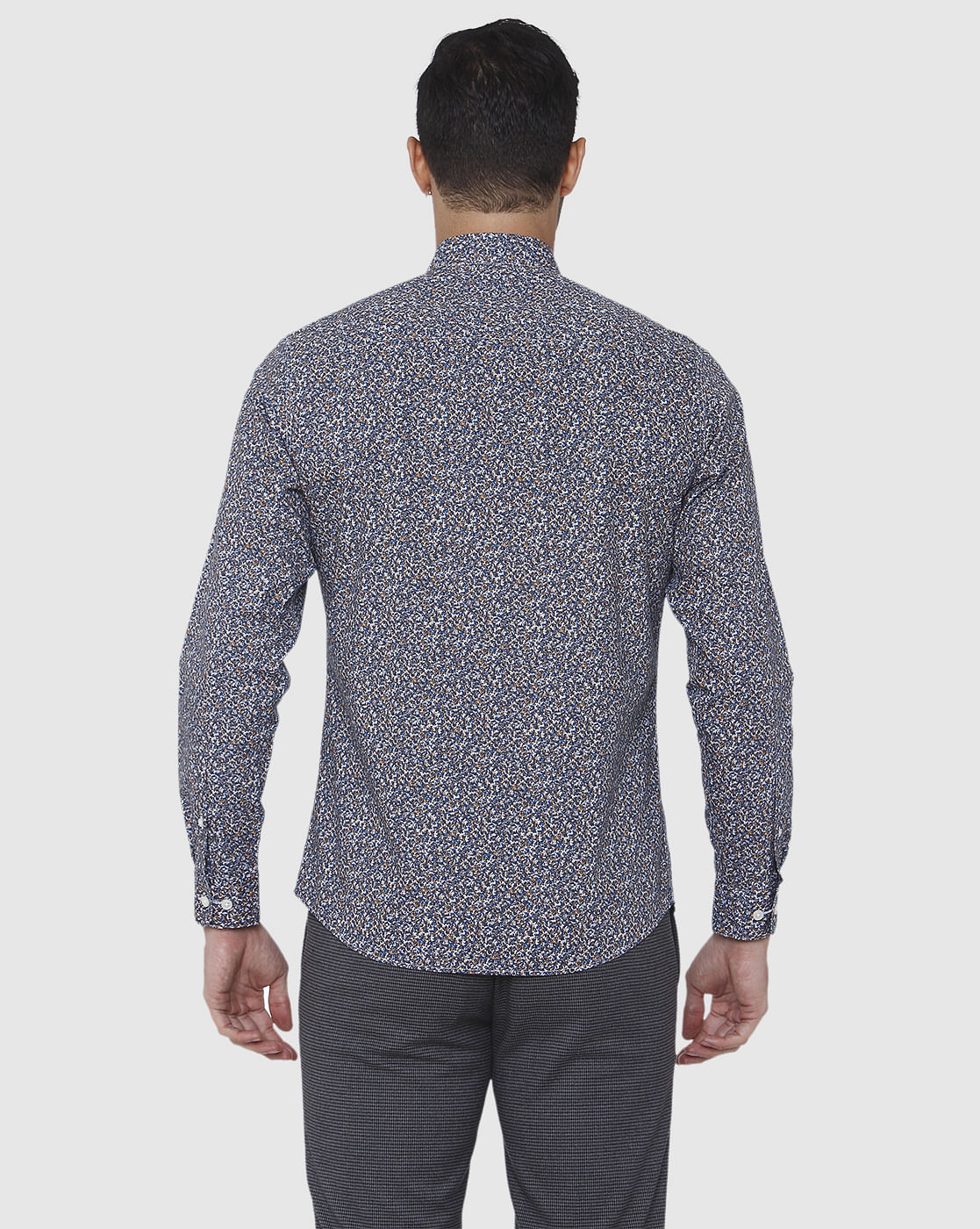 Blue Floral Print Full Sleeves Shirt