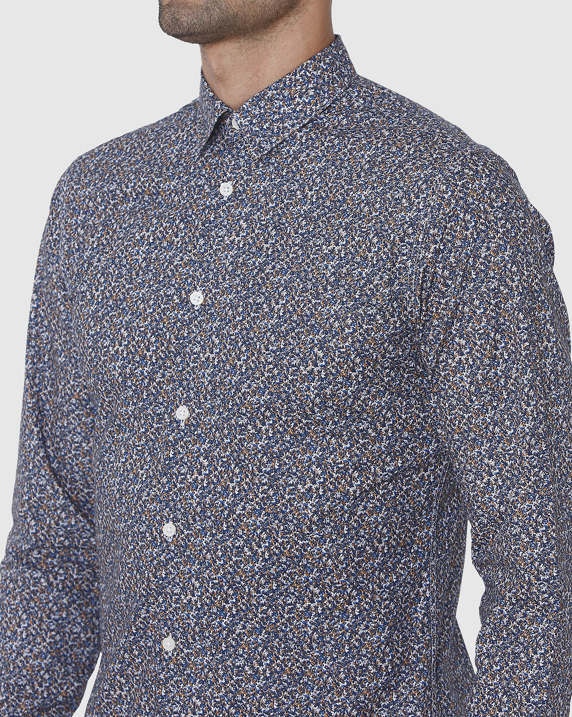 Blue Floral Print Full Sleeves Shirt