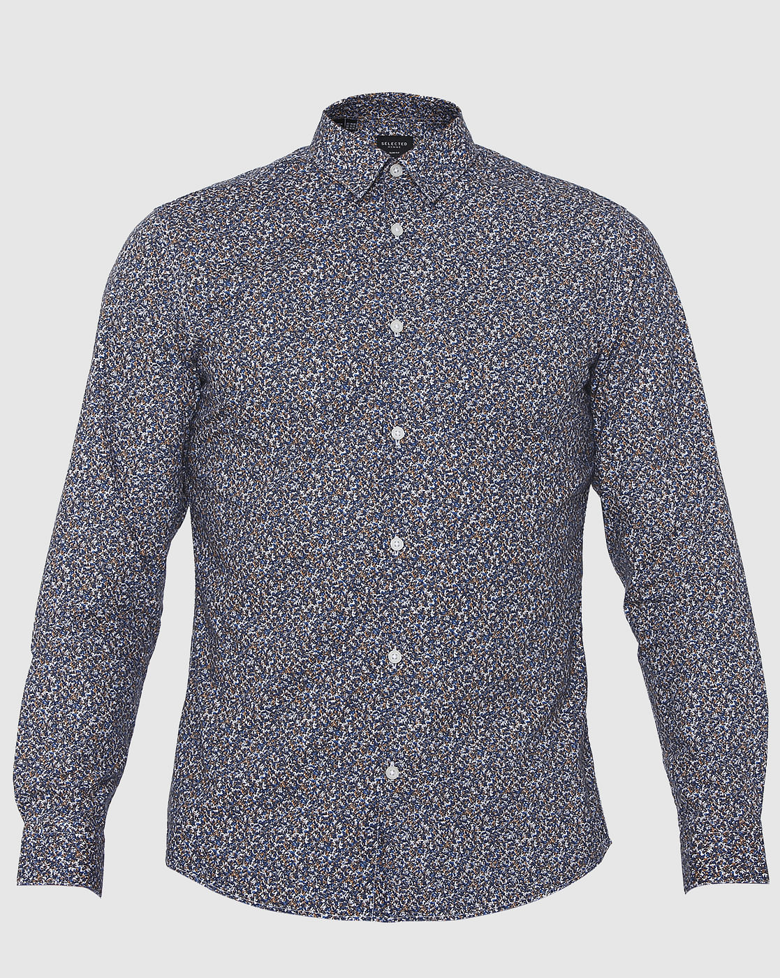 Blue Floral Print Full Sleeves Shirt
