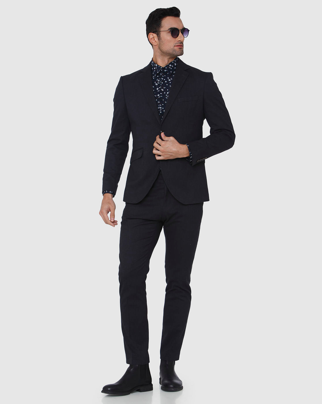 Blue Floral Print Full Sleeves Shirt