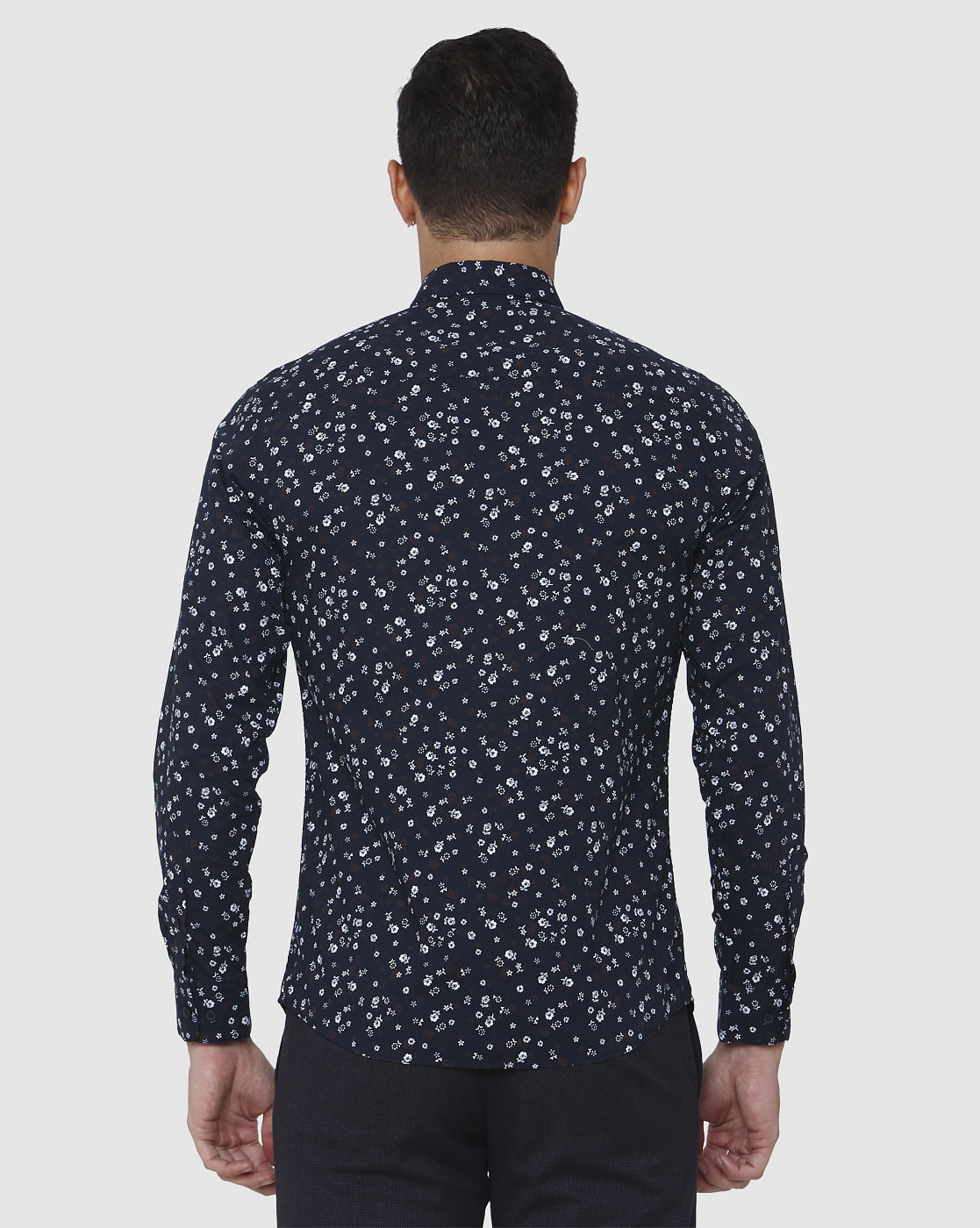 Blue Floral Print Full Sleeves Shirt