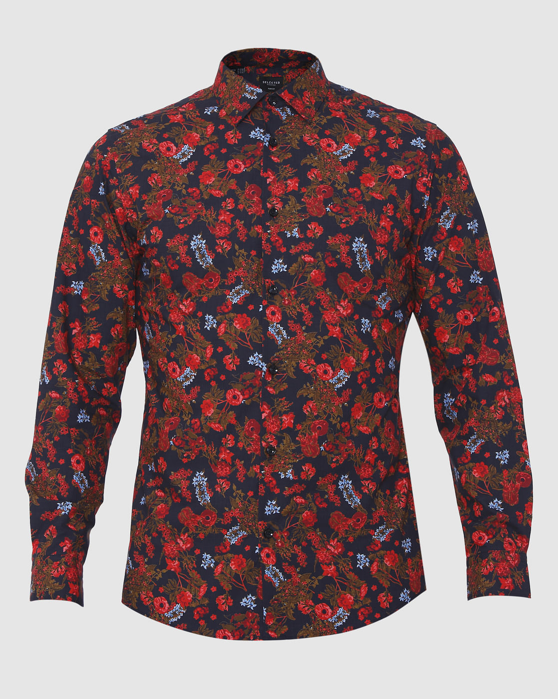 Red Floral Print Full Sleeves Shirt